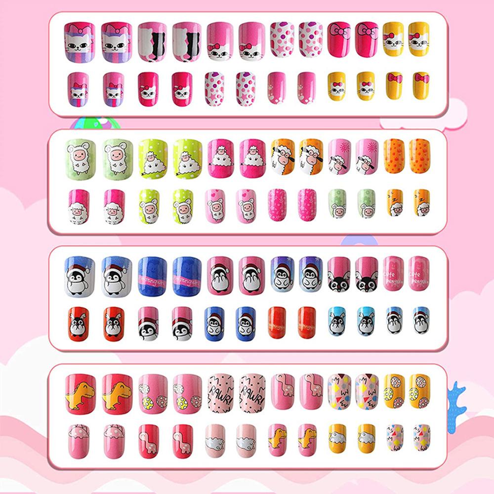 Móng Tay Giả Ngắn Tháo Rời Được Hình Động Vật / Trái Cây Dễ Thương Cho Trẻ Em