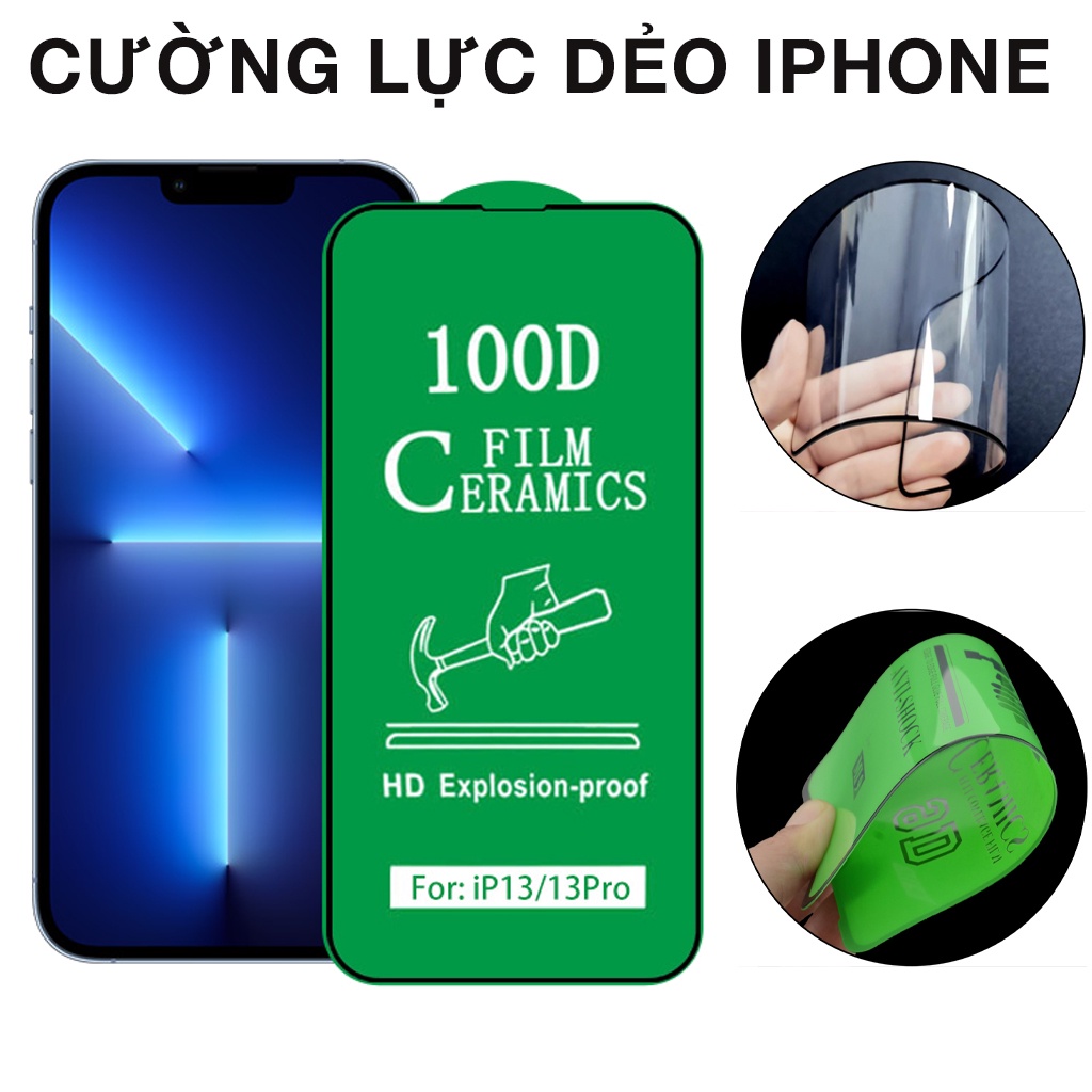 Kính cường lực dẻo iphone 14 Pro max 6 Plus 7 Plus 8 Plus X Xsmax 11 pro max 12 pro max 13 pro max full màn Ceramics