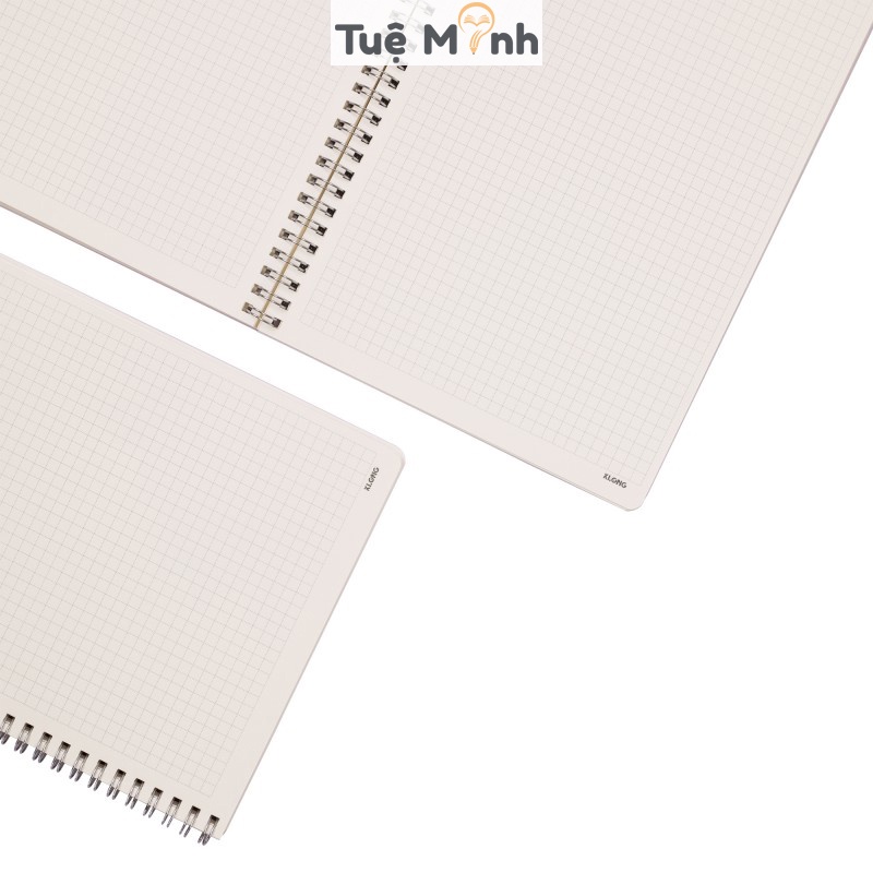 Vở Caro 5x5 ô vuông nét đứt 120tr lò xo kép B5 Klong bìa nhựa trong suốt Ms 852 VPP Tuệ Minh, tập sổ Klong Dash Caro