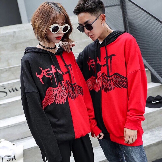 Áo khoác nỉ chui hoddie nam nữ in cánh phối 2 màu thần thánh | BigBuy360 - bigbuy360.vn