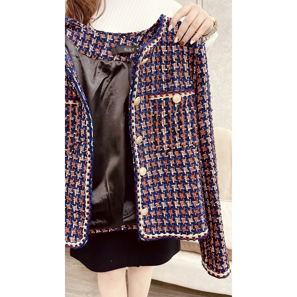 Áo dạ tweed kẻ thời trang nữ by Mullet