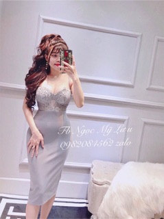 Đầm body có mút ngực kết ngọc