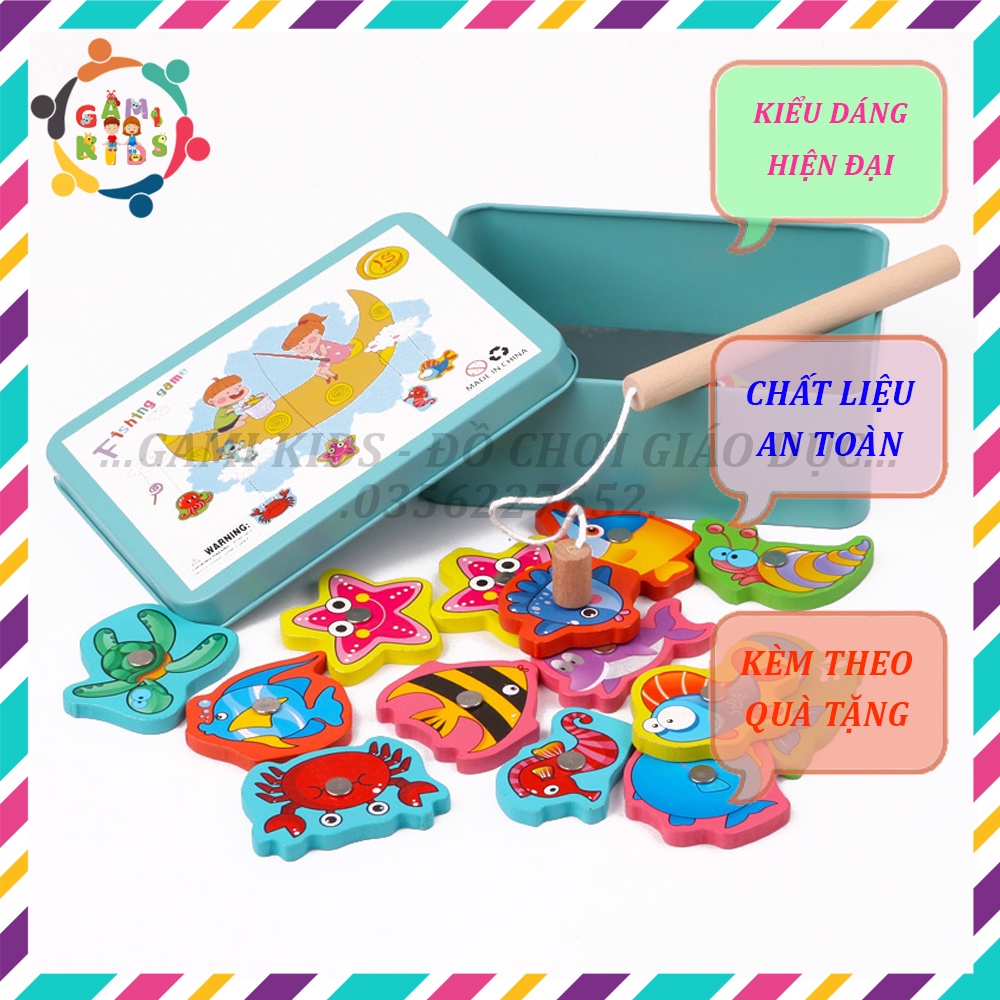 Bộ đồ chơi câu cá bằng gỗ có nam châm sáng tạo cho bé