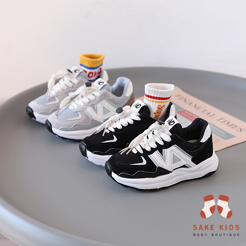 Giày thể thao cho bé, Giày sneakers thấp cổ dây rút chất da PU siêu mềm phối lưới thoáng khí thoải mái M628