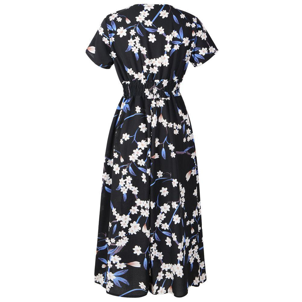 Đầm Chiffon Cổ Chữ V In Họa Tiết Hoa Thời Trang Mùa Hè Tinh Tế Cho Nữ