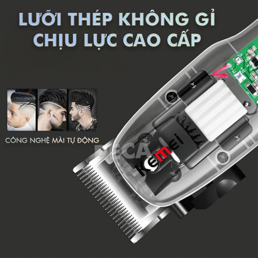 Tông đơ cắt tóc chuyên nghiệp Kemei KM-NG108 màn hình LCD công suất mạnh 5W sạc nhanh USB pin trâu 3h - chính hãng