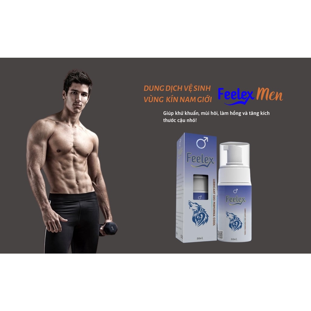 Dung dịch vệ sinh nam giới Feelex intimate wash for men khử mùi kháng khuẩn tăng kích thước cậu nhỏ chai 80ml