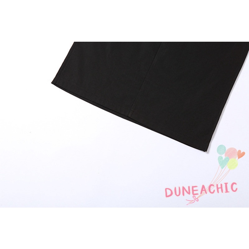 DUNEA Chân váy dài lưng cao xẻ tà thời trang đường phố cá tính cho nữ