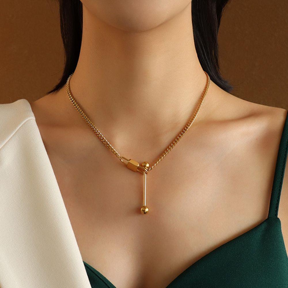 AROMA Vòng Cổ Dây Xích Bằng Thép Titanium Dày Phong Cách Punk Hàn Quốc Cổ Điển