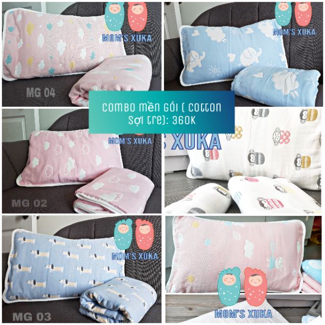 Combo mền và bao gói cotton sợi tre