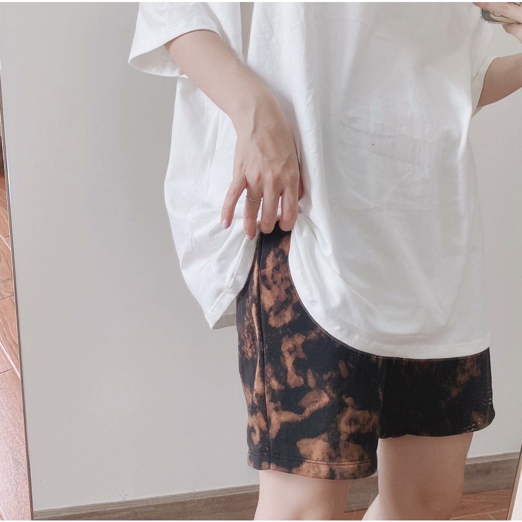 Quần Short Loang Màu TIE DYE Vải Nỉ Chân Cua Cotton Dày Dặn Ulzzang Unisex