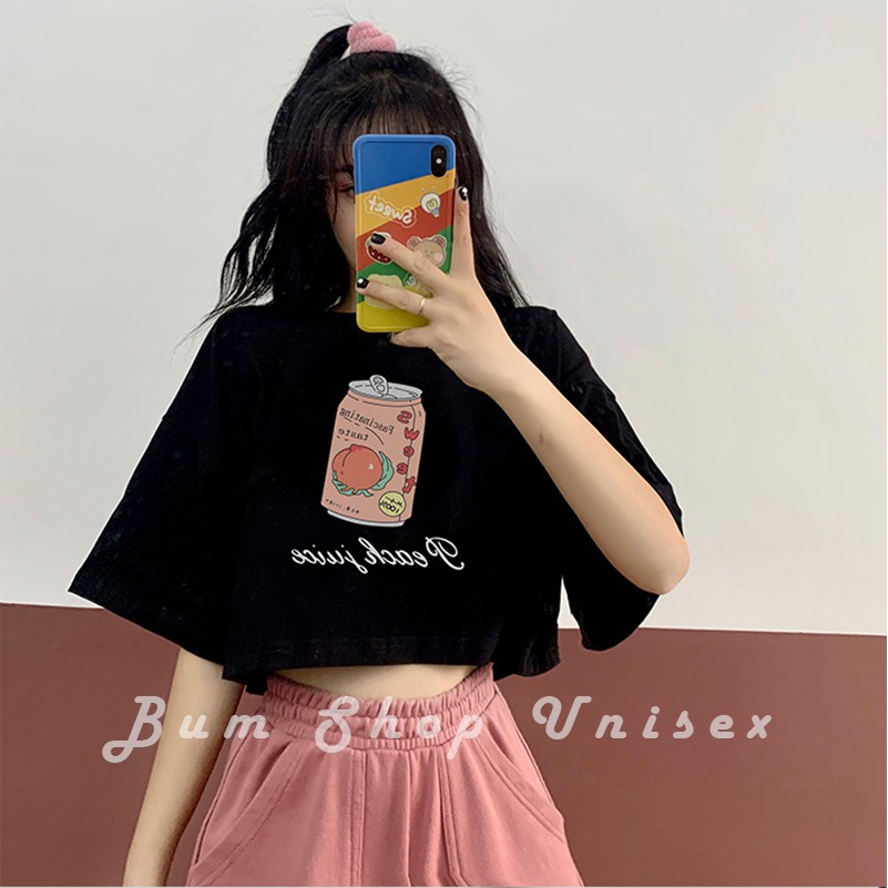 Áo Phông Croptop Nữ Form Rộng - FREESHIP - Chất Phông Cotton Mềm Mát - 3 Màu Đẹp &quot;Xỉu&quot; - Bum Shop Unisex