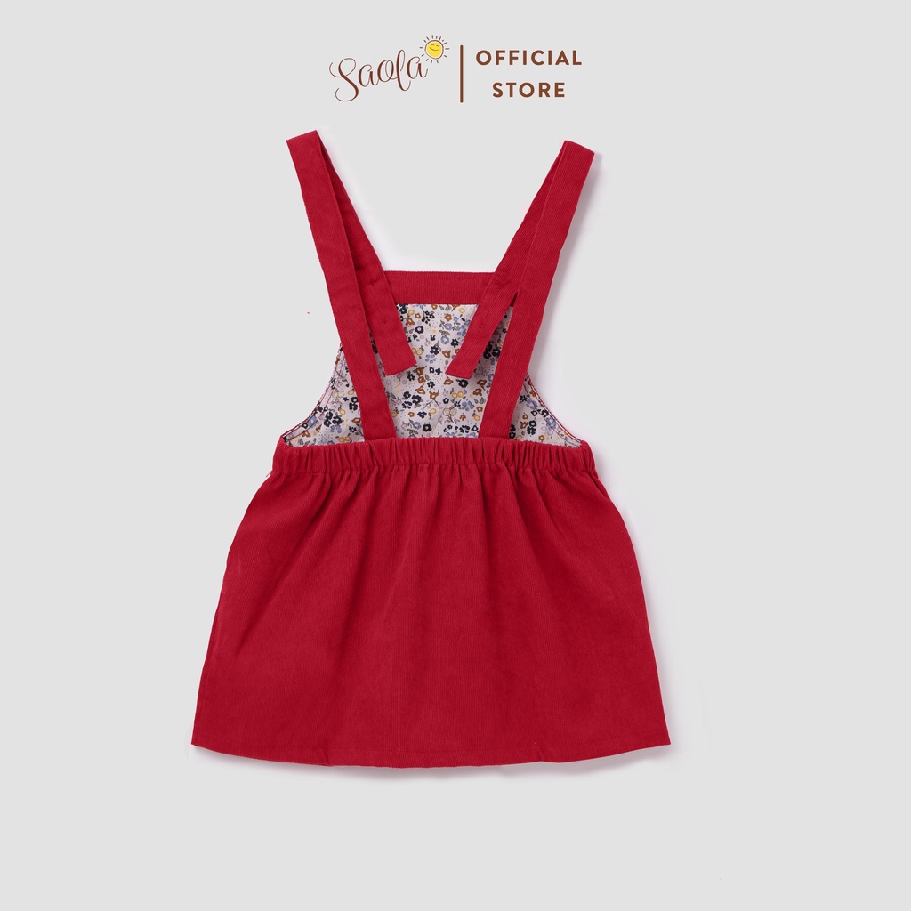 Bộ Váy Áo Cho Bé Gái | SAOLA KIDS CLOTHING | Chất Liệu Nhung Tăm Và Linen Cao Cấp | 2 Màu | 1-6 Tuổi | CB003