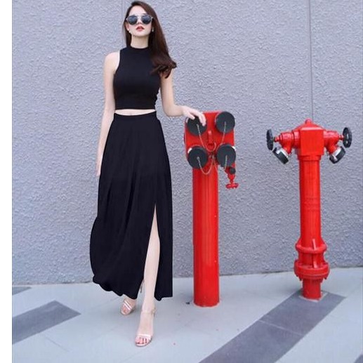 Chân váy dài voan xẻ đùi ( hinh thật ) | BigBuy360 - bigbuy360.vn