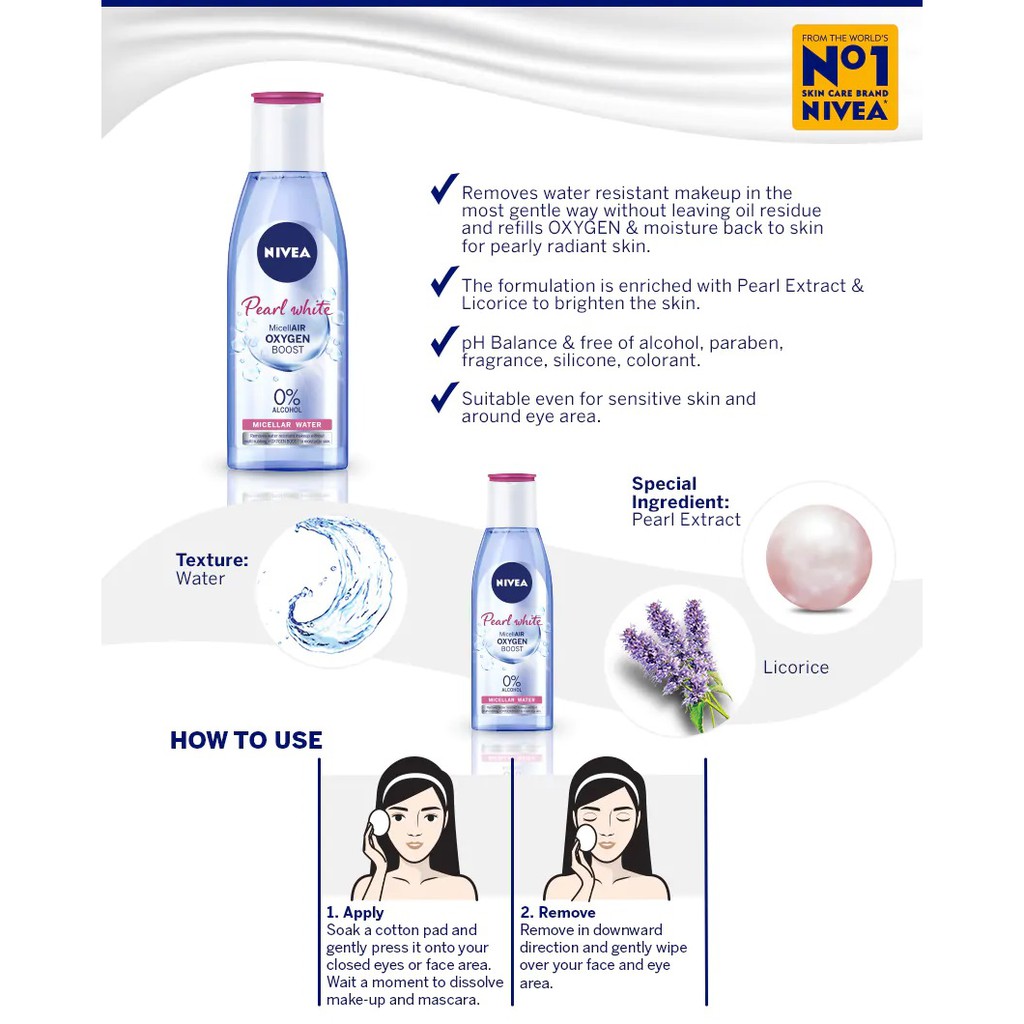 Nước Tẩy Trang Sáng Da Cho Da Thường Và Khô Nivea Extra Bright Make Up Clear Cleansing Water