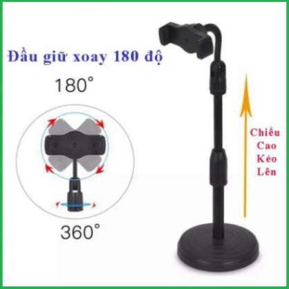 Giá Đỡ Điện Thoại - Kệ Cài Điện Thoại livestream xem video Ổn Định Xoay 360 Độ dùng để Quay Phim Ghi Hình Đa Dụng0 - Vin