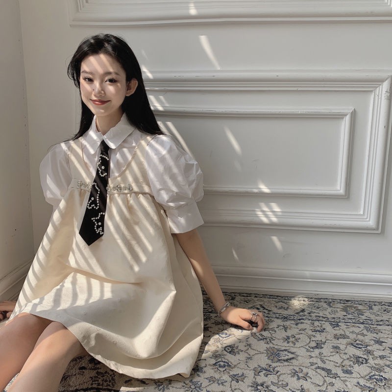 Đầm Hai Dây Mỏng Đính Đá Thoáng Khí Phong Cách Hàn Quốc 2021