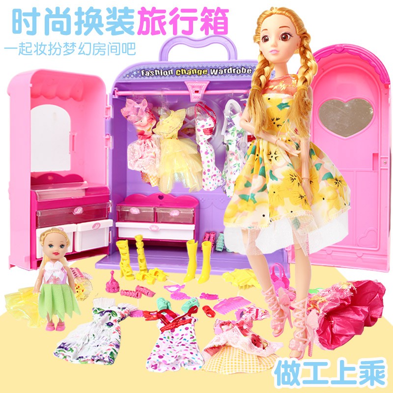 Tủ Quần Áo Búp Bê Công Chúa Barbie Đáng Yêu Cho Bé Gái