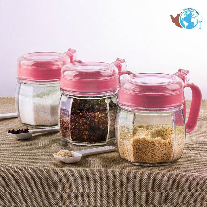 Bộ 5 hũ thủy tinh đựng gia vị và dầu ăn