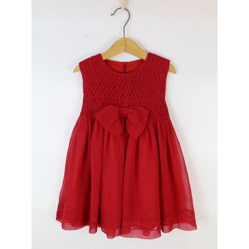 Váy đầm smock ngực màu đỏ Jam&Jenny cho bé