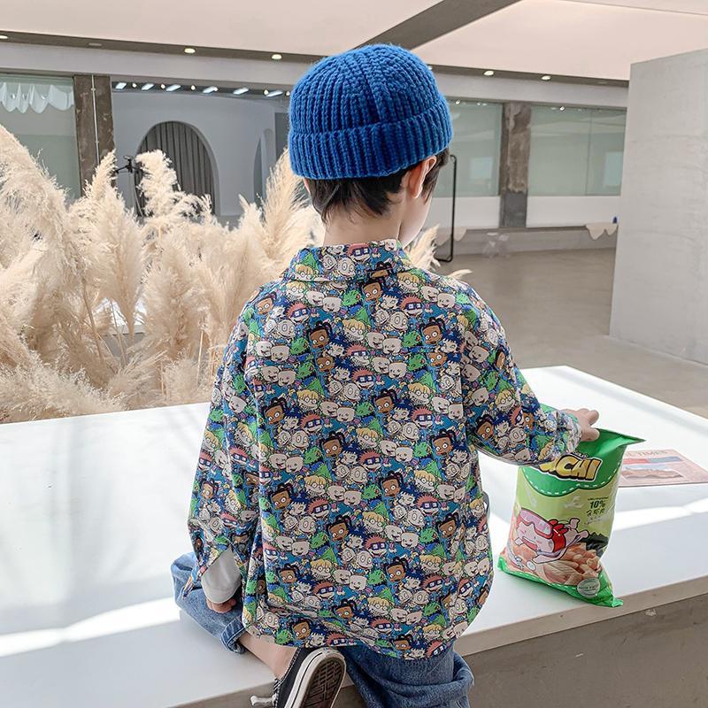 Áo sơ mi tay dài họa tiết hoạt hình độc đáo thời trang mùa thu cho bé