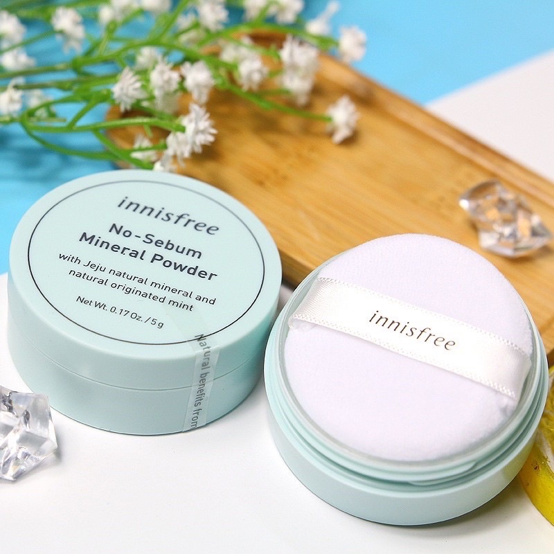 { Chính hãng  1 đổi 1 }Phấn Phủ Dạng Bột Khoáng Innisfree No-Sebum Mineral Powder 5g