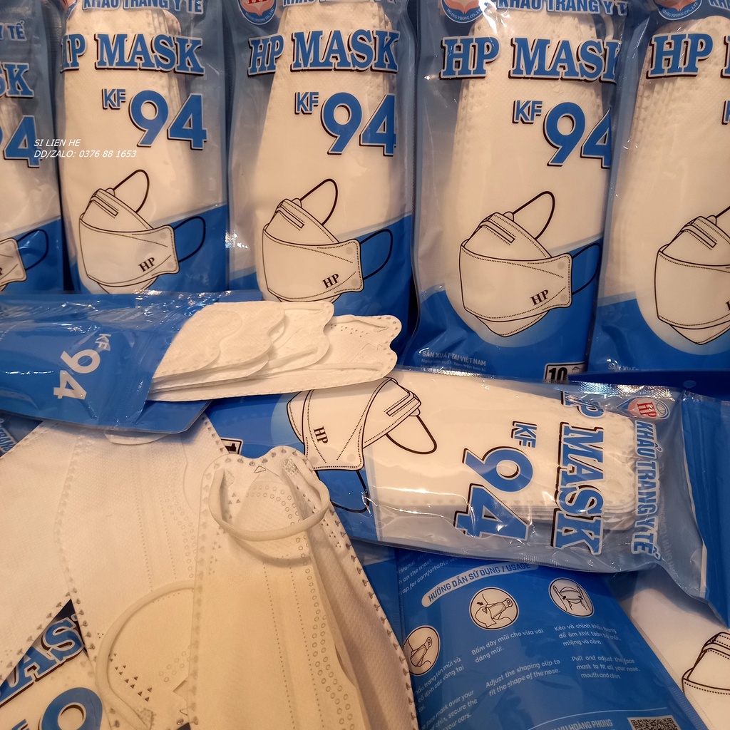 Khẩu trang KF94 cao cấp kháng khuẩn 4 lớp đóng gói 1 hộp/5 bịch số lượng 50 cái