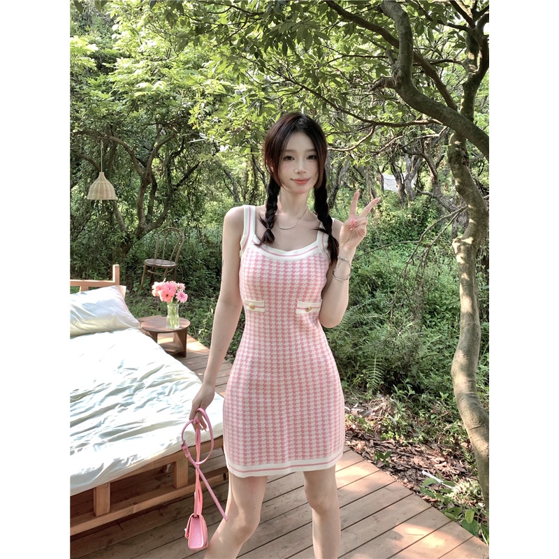 Đầm Midi Tay Ngắn Cổ Polo Họa Tiết Kẻ Sọc Thời Trang Mùa Hè Phong Cách Hàn Quốc Cho Nữ