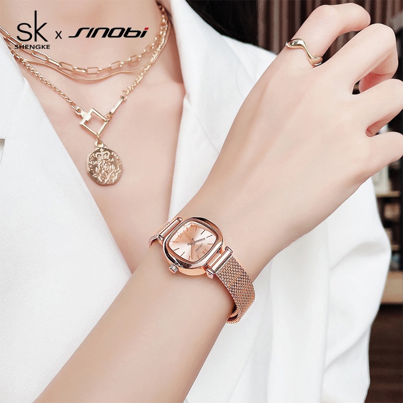 Đồng hồ Shengke sinobi 9852 dây lưới thanh lịch giá rẻ cho nữ