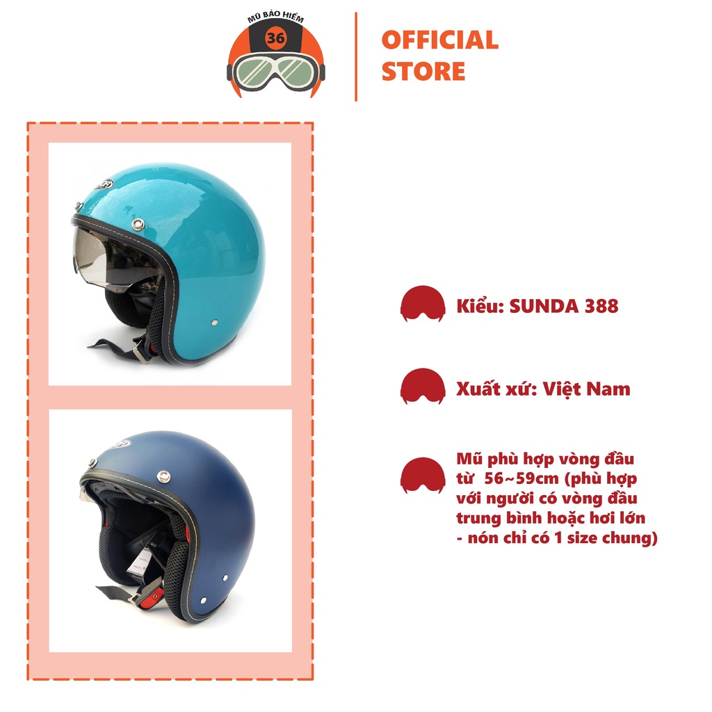 Mũ bảo hiểm phi công kính giấu SUNDA 388