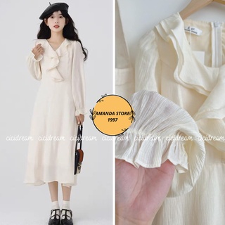 Váy cổ bèo babydoll đuổi cực xinh , váy cổ bèo dài tay Vintage