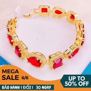 Lắc tay nữ GADO mạ vàng đính đá đỏ sáng lấp lánh sang trọng thiết kế đẳng cấp L003