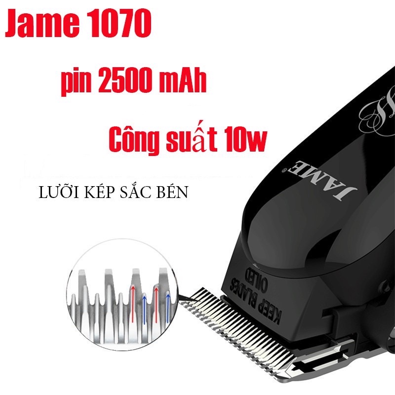 Tông đơ JAME 1070 lưỡi kép tặng cữ 1.5 và 4.5 gá thép cao cấp