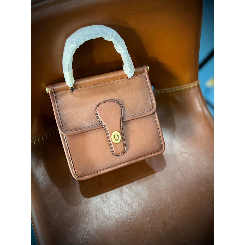 Túi Xách Tay Cho Nữ - Coach -Willis Top Handle 18, Màu Nâu Tây Thời Trang,Hàng Hiệu Chính Hãng Thật 100%