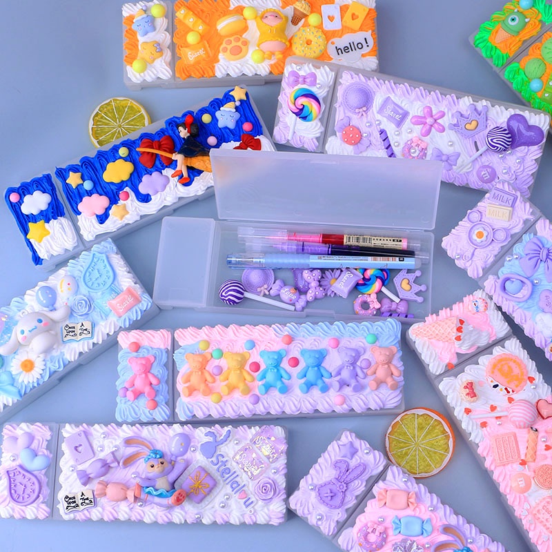 Bộ Hộp Đựng Bút Nhựa Mặt Nhám Hình Hello KITTY Dùng Làm Đồ Thủ Công diy