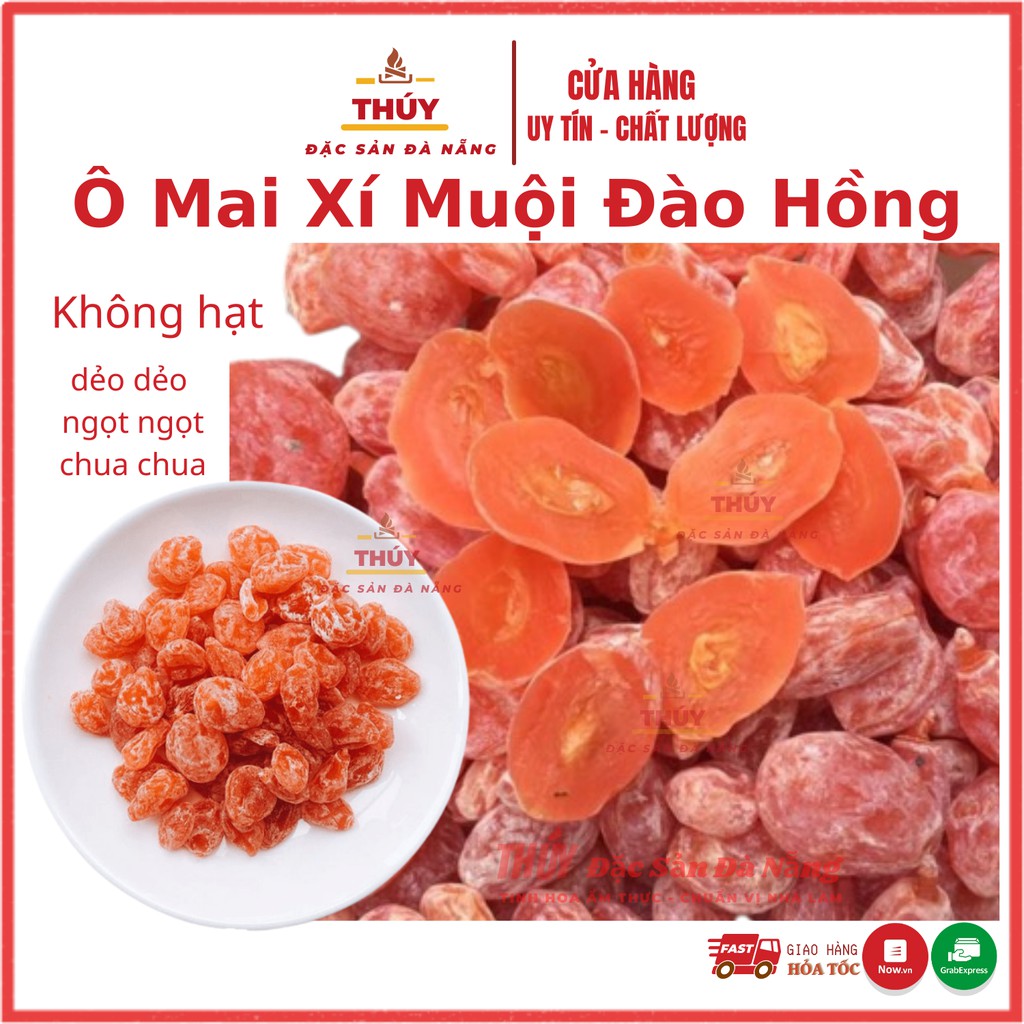 ômai xí muội  đào hồng không hạt chua ngọt dẻo thơm túi 500gr