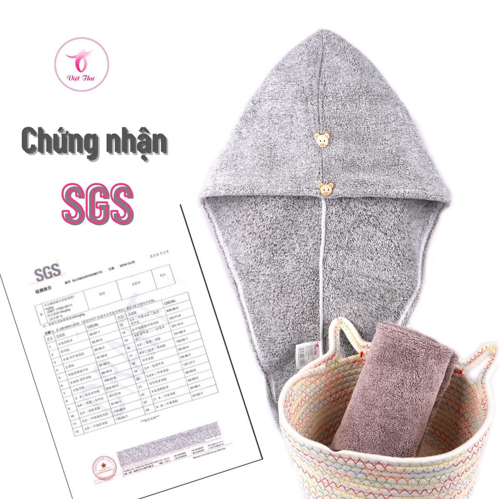 Khăn ủ tóc nhanh khô công nghệ Nhật sợi tre siêu kháng khuẩn, siêu thấm 25x65cm, 85gr - Việt Thư