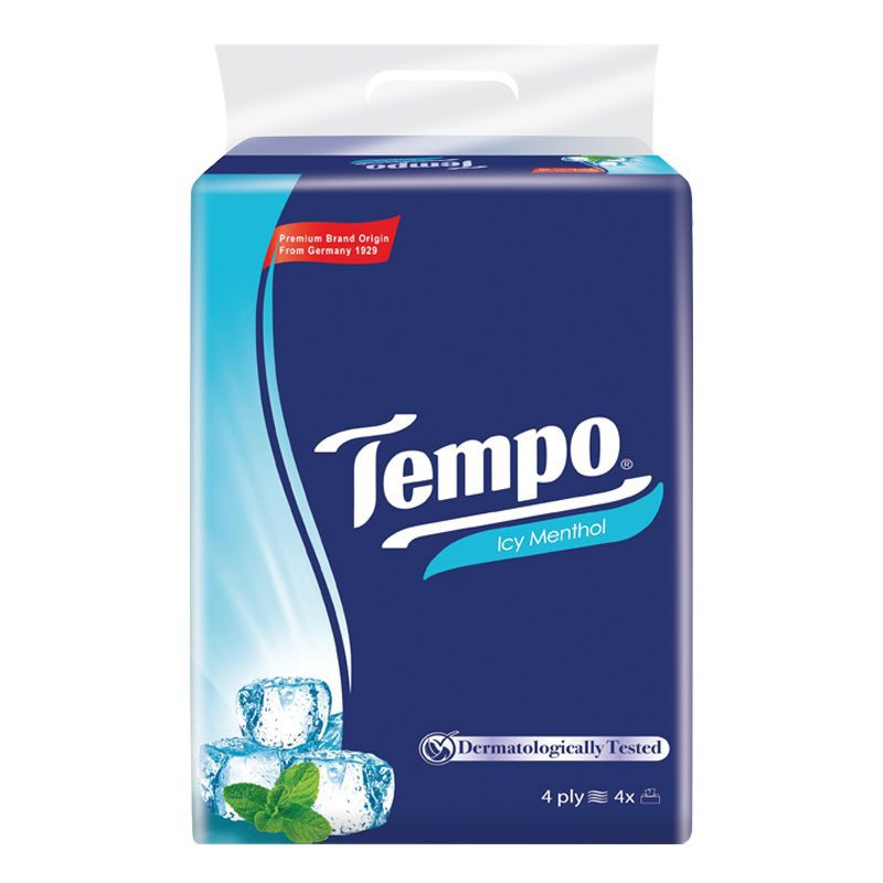Lốc 4 gói khăn giấy Tempo hương bạc hà Icy Menthol 90 tờ/gói