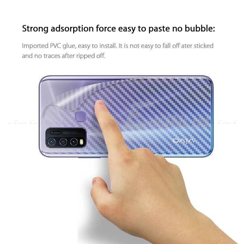 5Pcs Carbon Fiber Back Screen Protector Sticker Film VIVO V21e V23e V21 Y33s Y15s Y21s Y21 Y15a Y52 Y31 Y51 Y20s Y20i Y20 Y72 X60 X50 V19 Neo V20 Se Y12s Y11s Pro