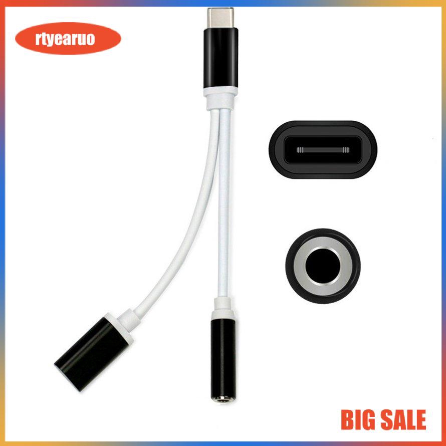 【199k0207】2 in 1 Audio Adapter USB Type C Male to Female 3.5mm Headphone Jack Charging