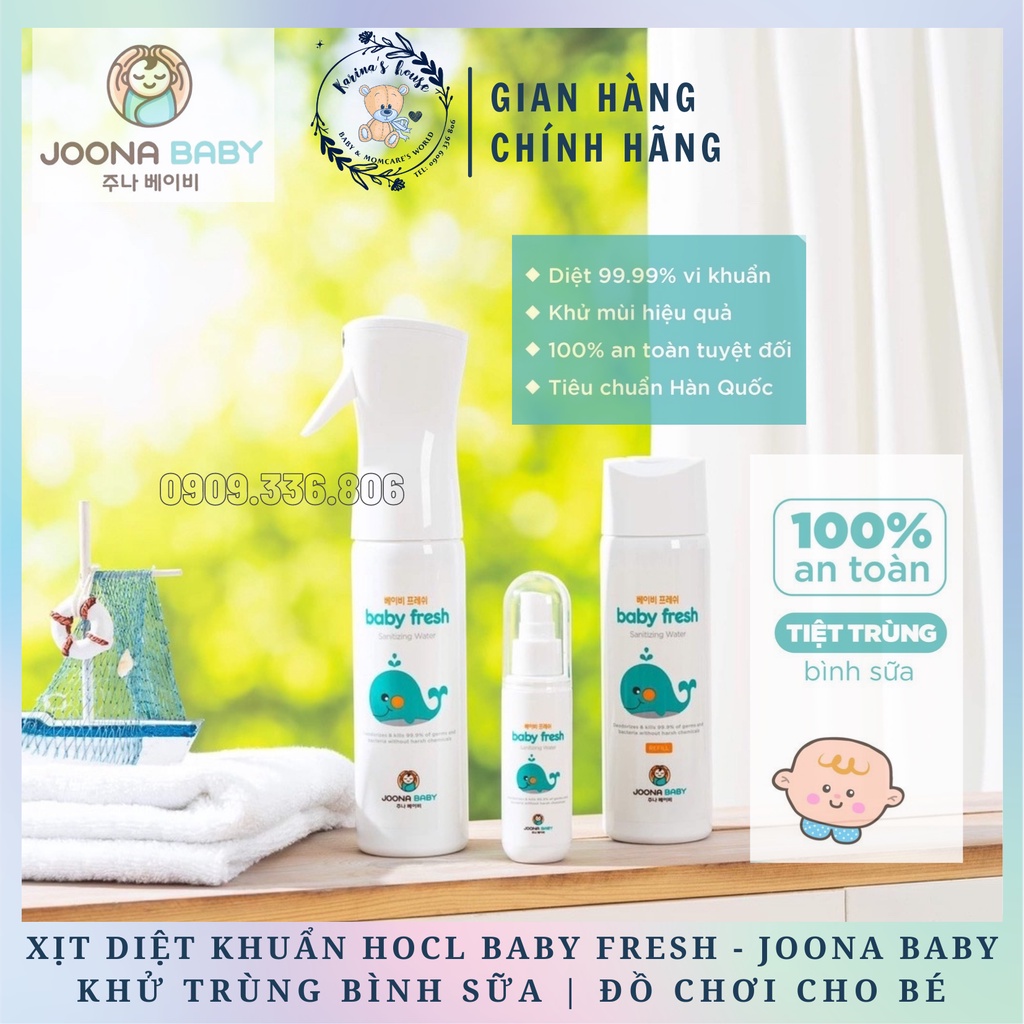 [Date mới] Xịt diệt khuẩn, Tiệt trùng, rửa bình sữa Baby Fresh Joona Baby chai 55ml/300ml