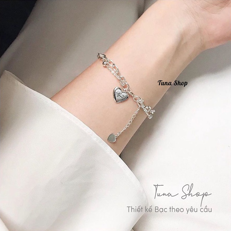 Lắc tay Bạc nữ thiết kế, Vòng tay 𝐊𝐡𝐚̆́𝐜 𝐜𝐡𝐮̛̃ 𝐯𝐚̀ 𝐥𝐚̀𝐦 𝐬𝐢𝐳𝐞 𝐭𝐡𝐞𝐨 𝐲𝐞̂𝐮 𝐜𝐚̂̀𝐮- 𝐀̉𝐧𝐡 𝐭𝐡𝐚̣̂𝐭 Cam kết chuẩn Bạc TUNASILVER