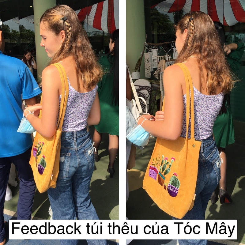 TÚI THÊU HANDMADE Hình xương rồng