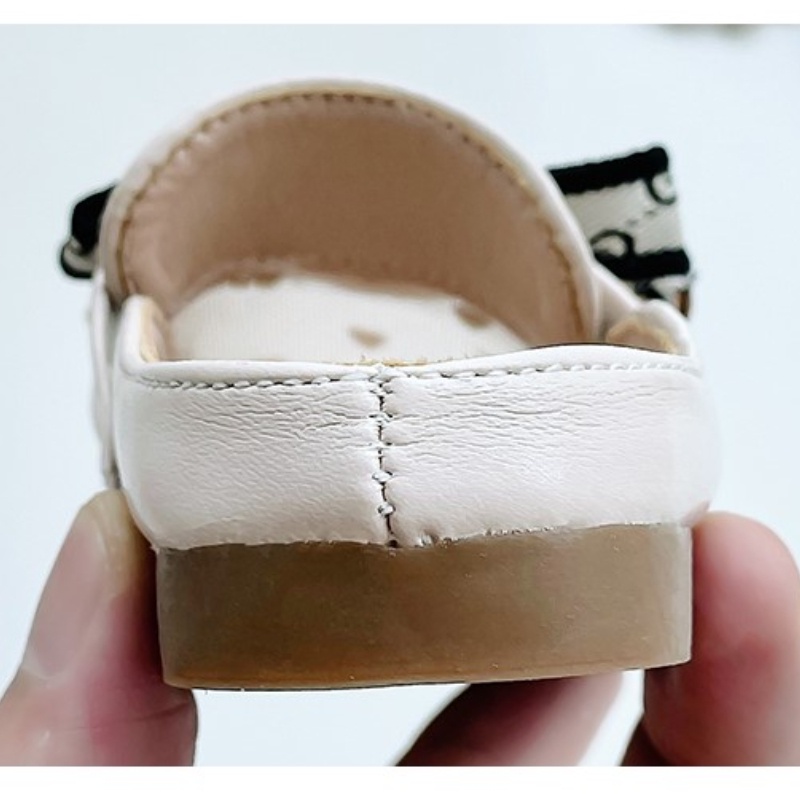 Dép Quai Nơ Mũi Vuông Đế Mềm Chống Trượt Chất Liệu Chiffon Thời Trang Cho Bé Gái Từ 3-16 Tuổi