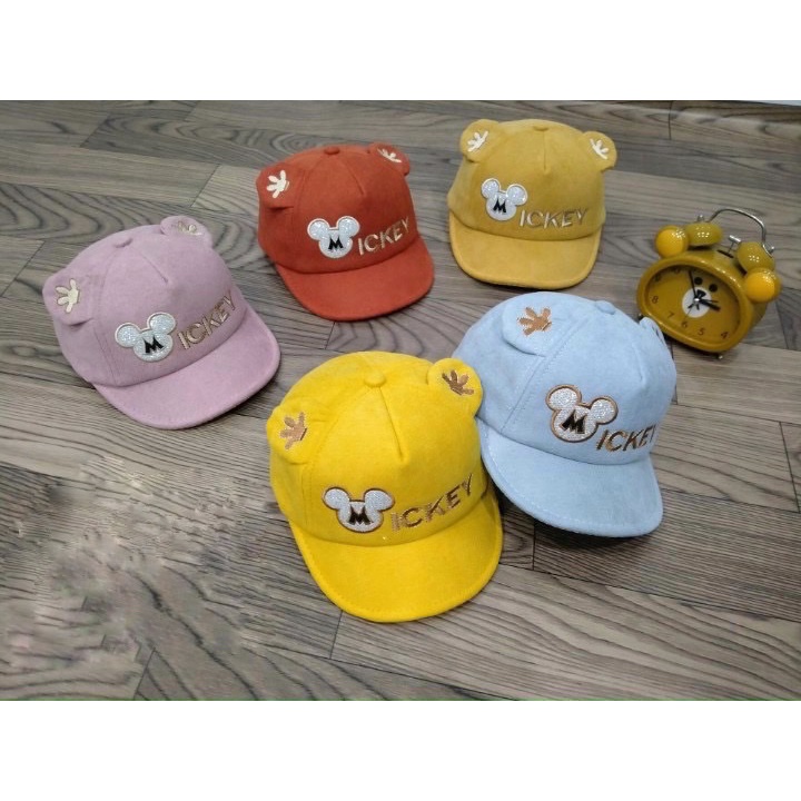 Nón cho bé (3 tháng - 18 tháng), mũ trẻ em MICKEY vải Nhung mịn đẹp (Ảnh thật)