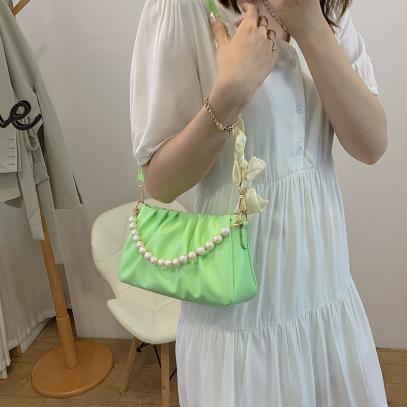 Túi xách đeo vai/ kẹp nách IELGY kiểu đám mây đính ngọc trai giả thời trang cá tính