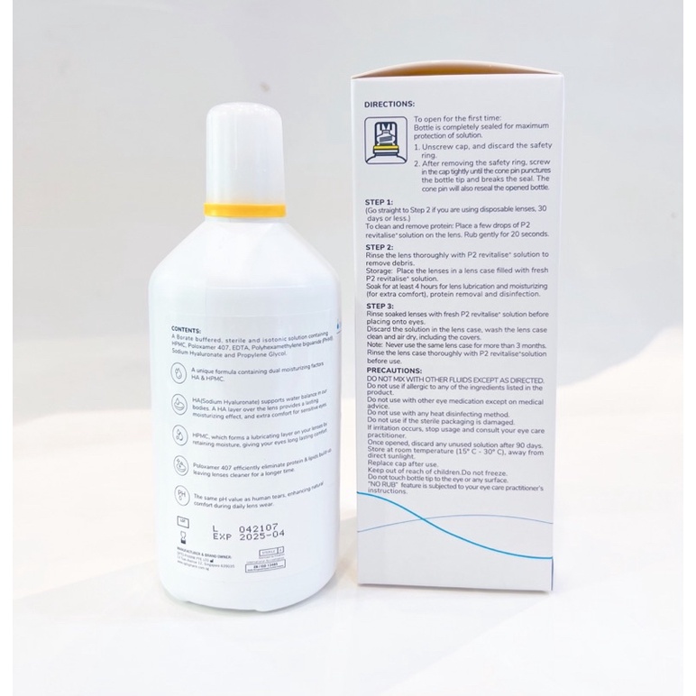 Dung dịch bảo quản kính áp tròng mềm đa chức năng P2 Revitalise + 360ml