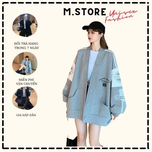 Áo Khoác Cardigan in logo chữ brcon From Suông Rộng Cá Tính Chât Nỉ Có Ảnh Thật Và Video M.Store