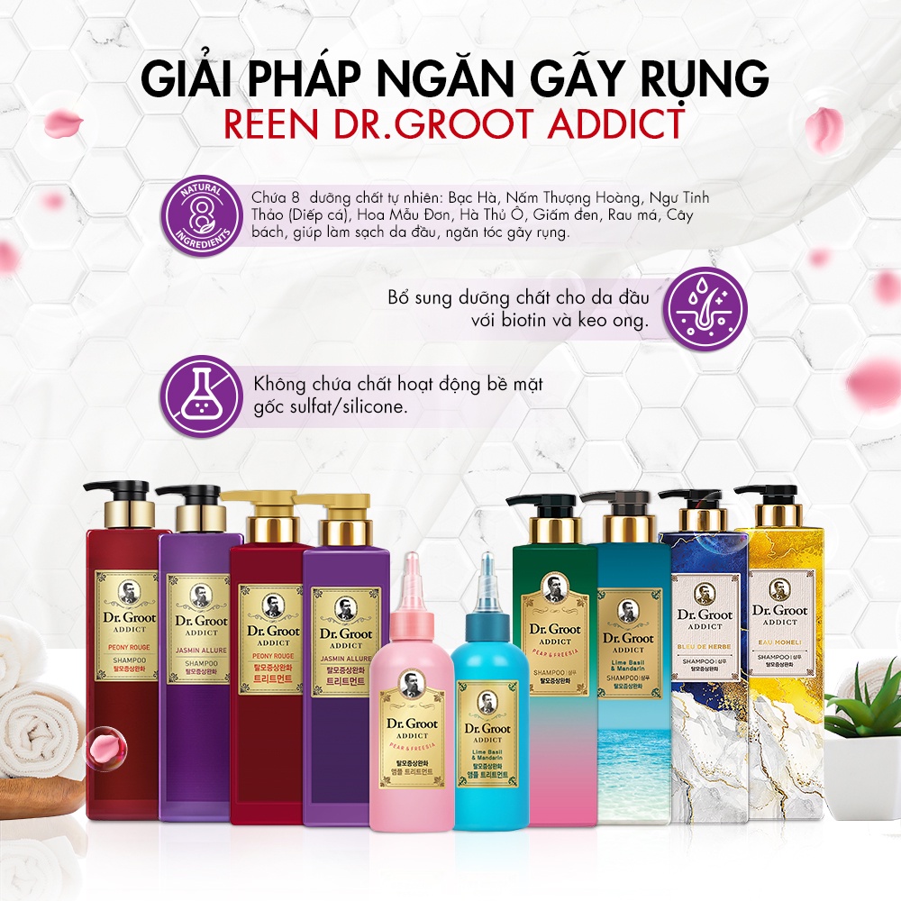 Dầu Xả Reen Dr. Groot Addict Giúp Dưỡng Tóc Và Hỗ Trợ Ngăn Tóc Gãy Rụng Hương Jasmin Allure 385ml