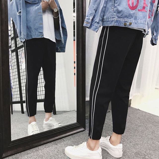 Quần jogger Nỉ unisex Sọc Nhiễn nam nữ phong cách ulzzang Wind | BigBuy360 - bigbuy360.vn